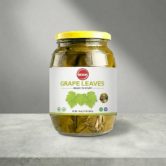 Hirmas Grape Leaves – Ready to Stuff, Tender & Fresh (16 oz Jar)