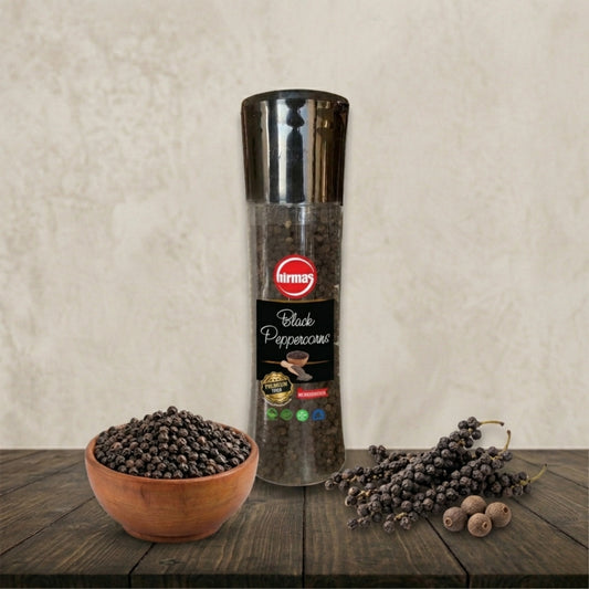 Hirmas Black Peppercorns – 6.35 oz - Bold, Freshly Ground Flavor (Grinder)