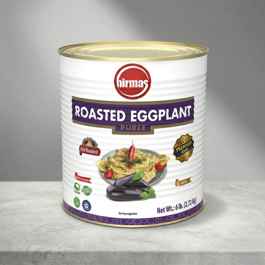 Hirmas Roasted Eggplant Puree – Fire Roasted, Ready to Use (3/1 Tin)