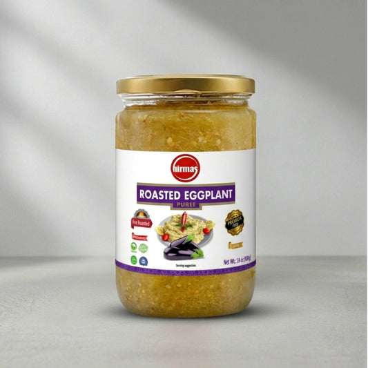 Hirmas Roasted Eggplant Puree – Fire Roasted & Ready to Use (680 g Jar)