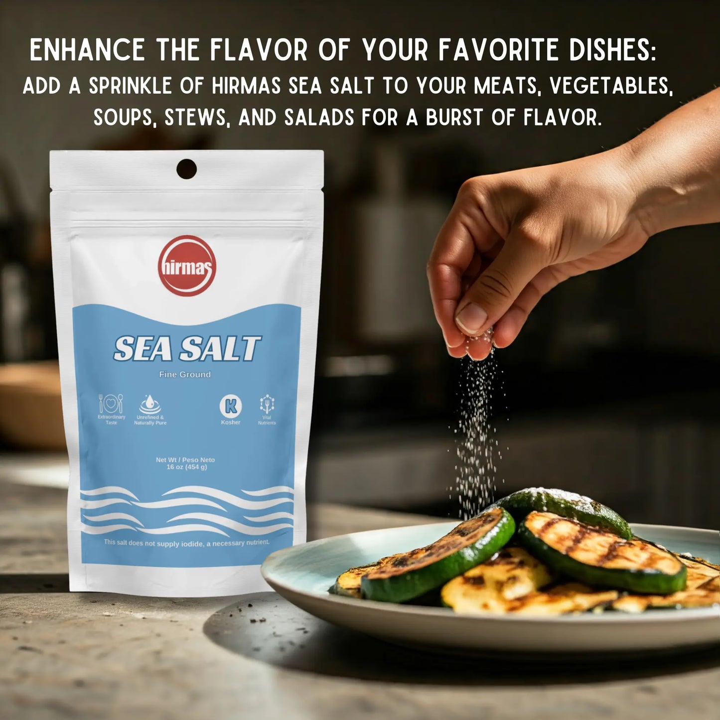 Hirmas Aegean Sea Salt – 16 oz (Fine Grain)