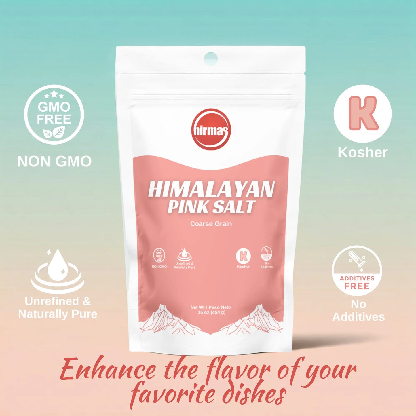 Hirmas Himalayan Pink Salt – 16 Oz (Coarse Grain)