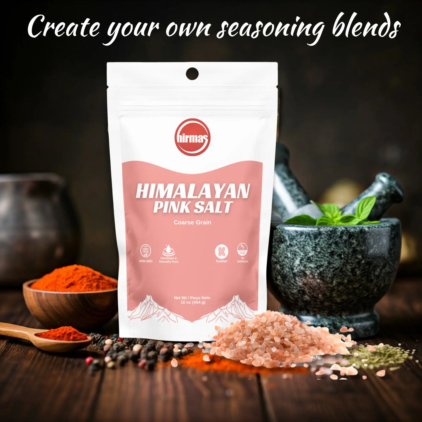 Hirmas Himalayan Pink Salt – 16 Oz (Coarse Grain)
